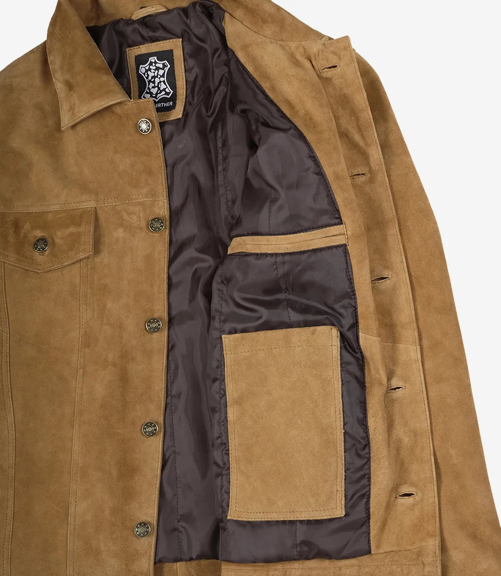Light Brown Suede Leather Jacket Mens