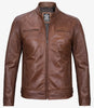Men's Cognac Biker Style Leather Jacket