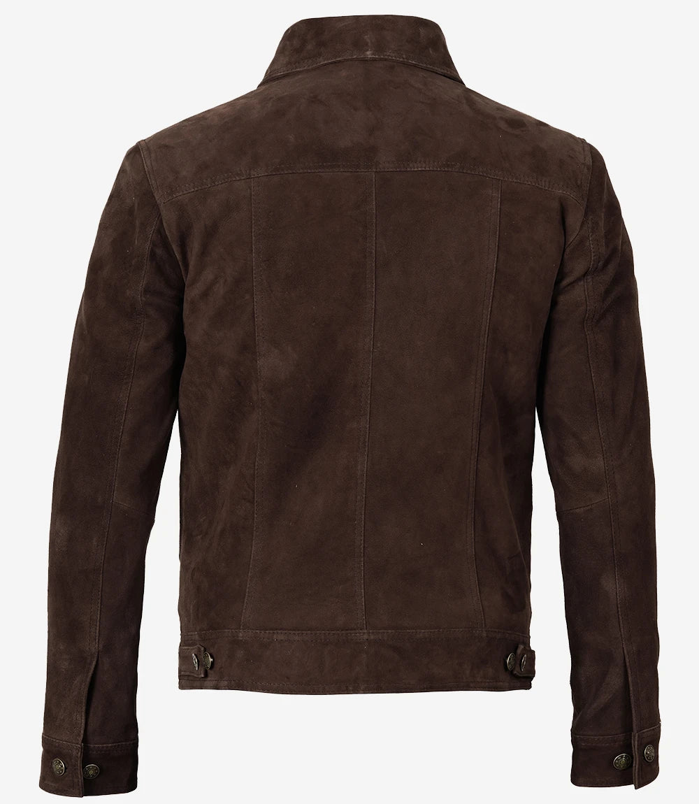 Mens Dark Brown Suede Leather Jacket