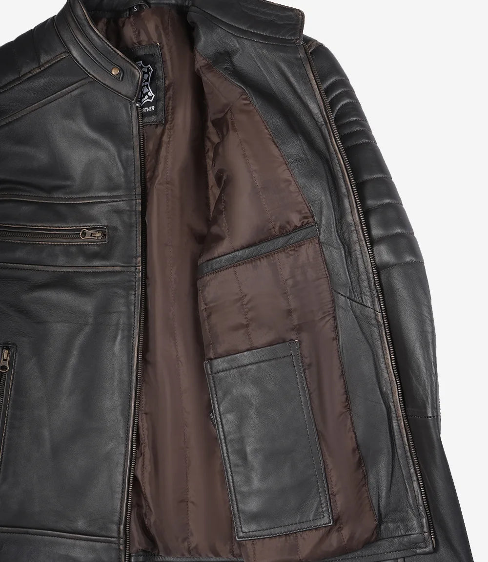Men's Real Leather Distressed Brown Biker Style Jacket