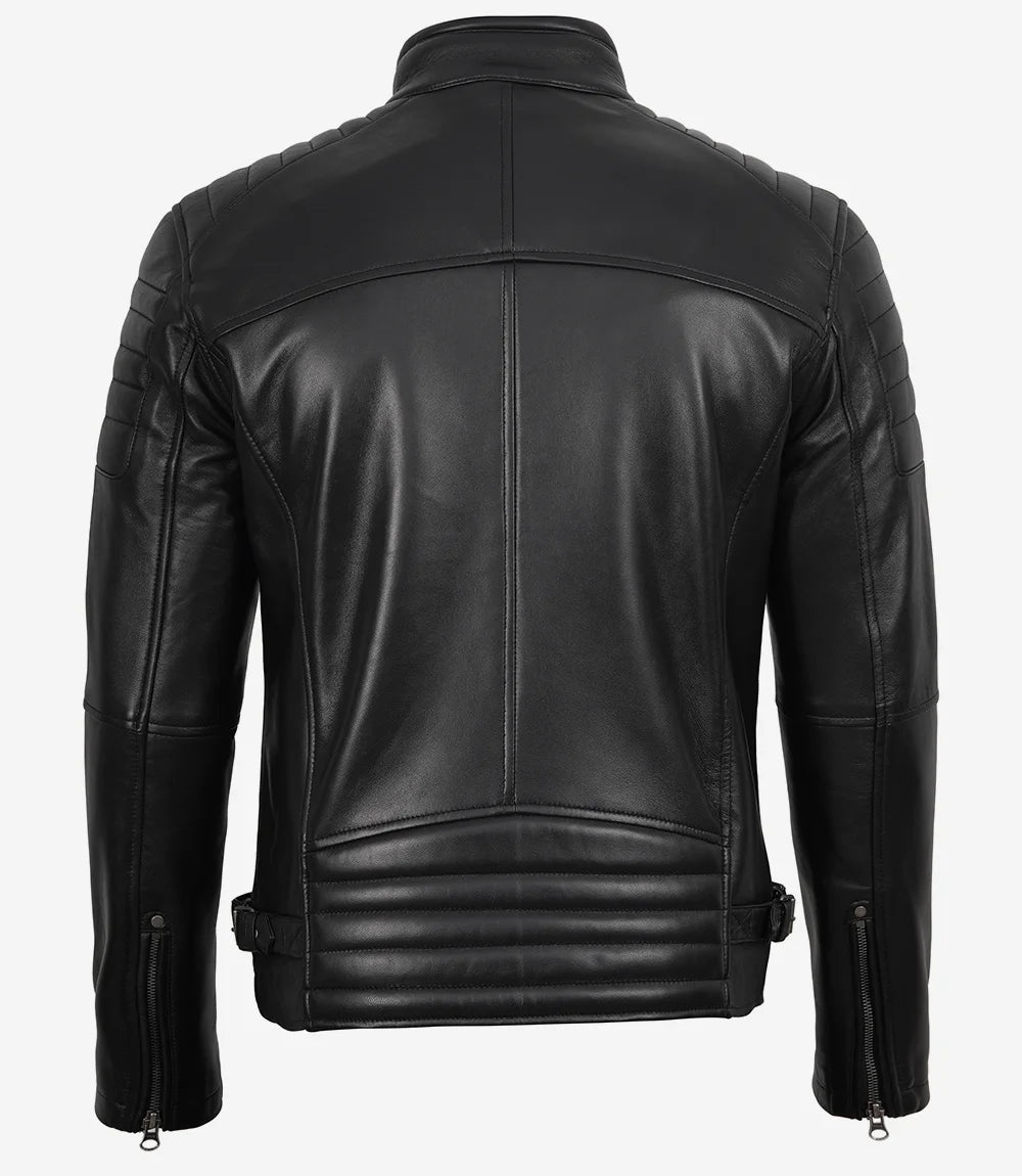 Men's Black Biker Style Leather Jacket