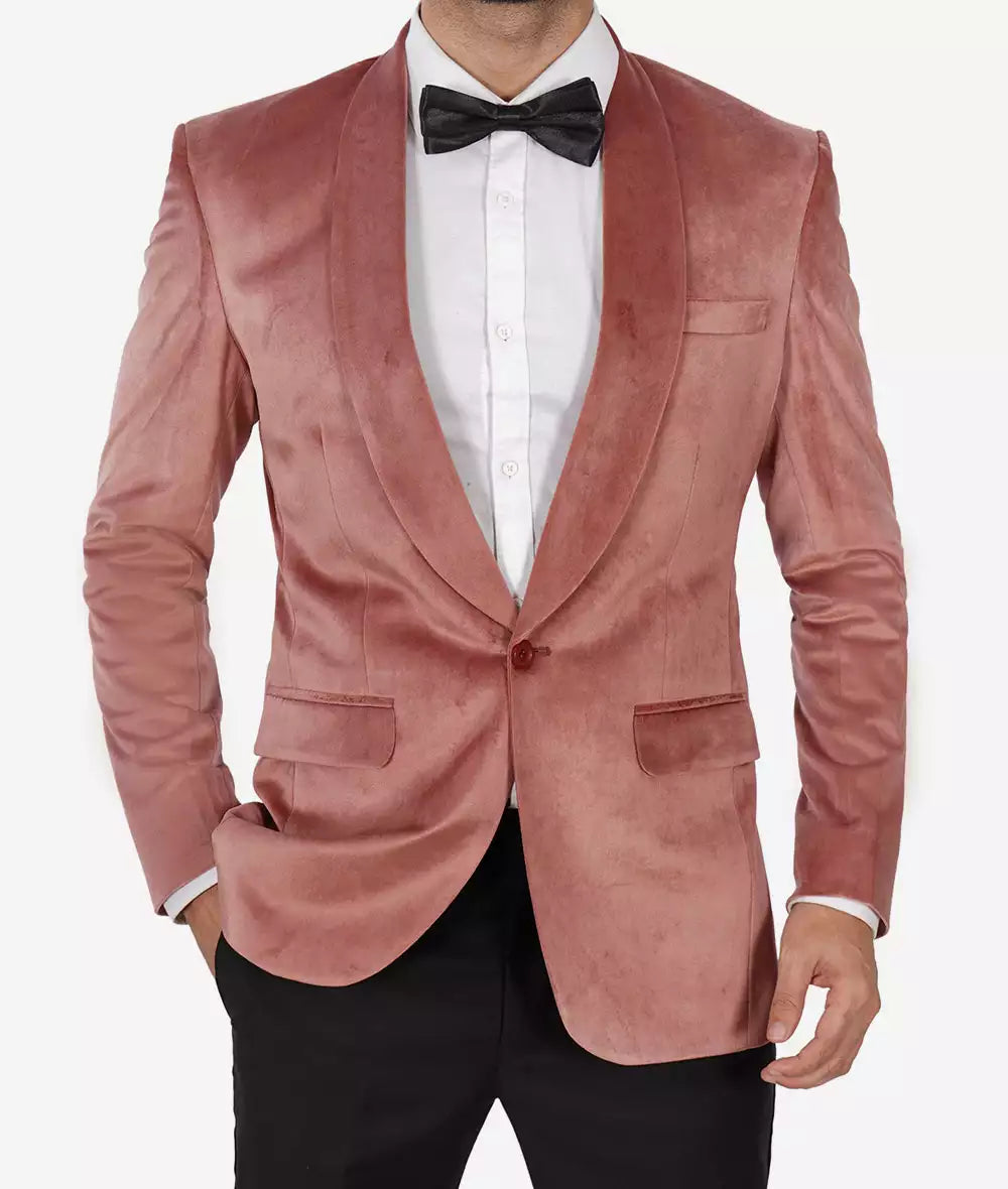 Mens Shawl Lapel Rose Pink Tuxedo Jacket