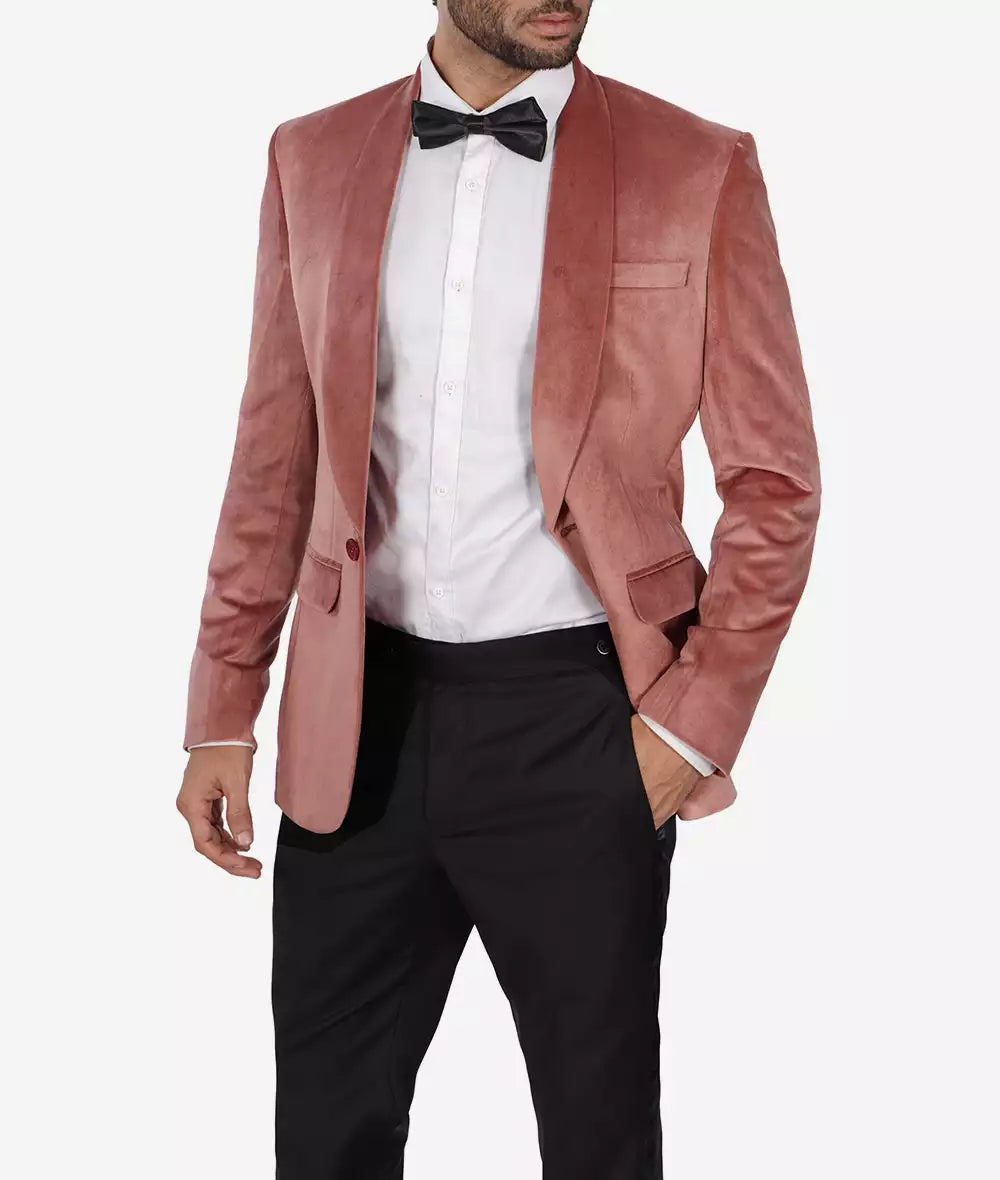 Mens Shawl Lapel Rose Pink Tuxedo Jacket