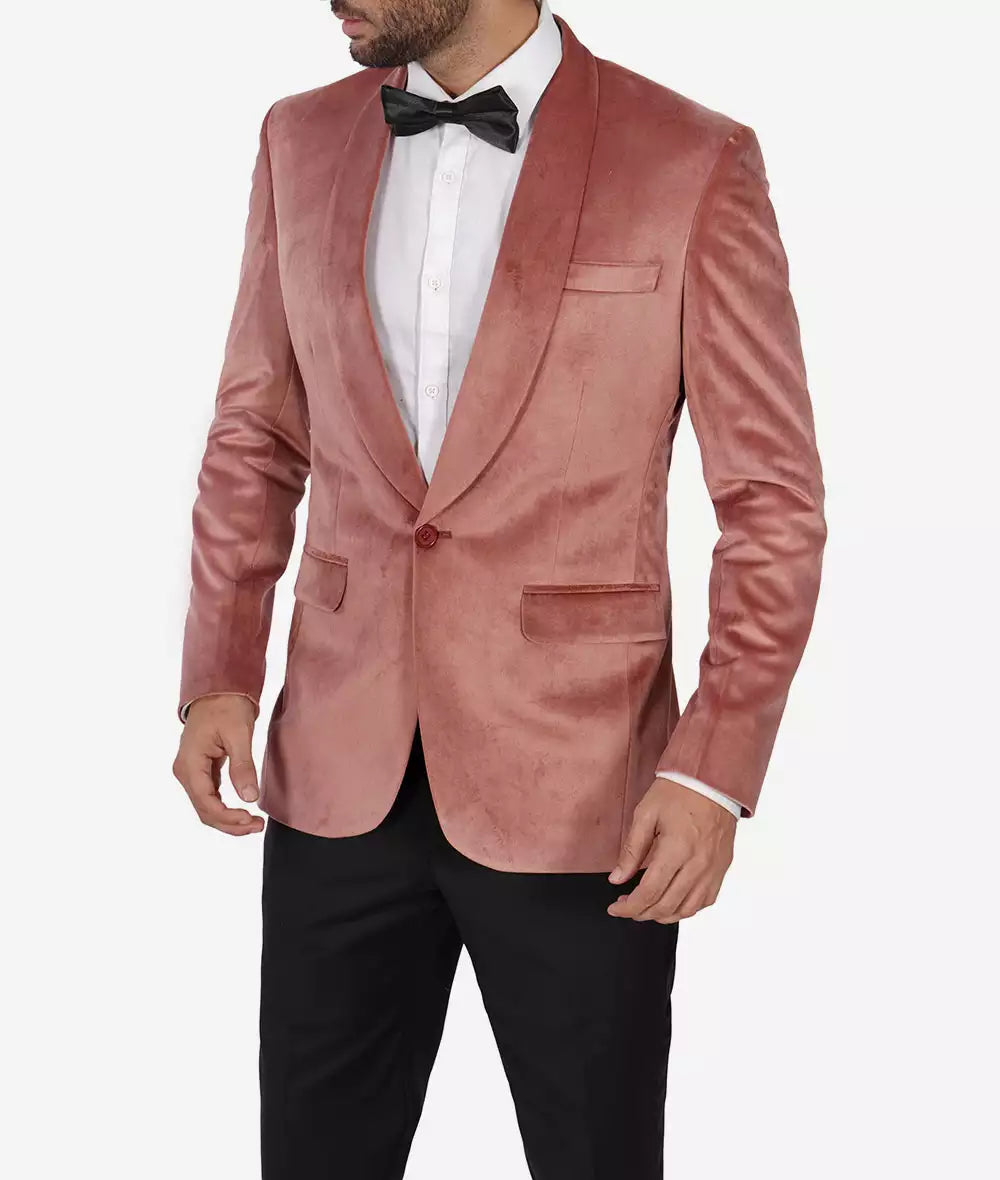 Mens Shawl Lapel Rose Pink Tuxedo Jacket