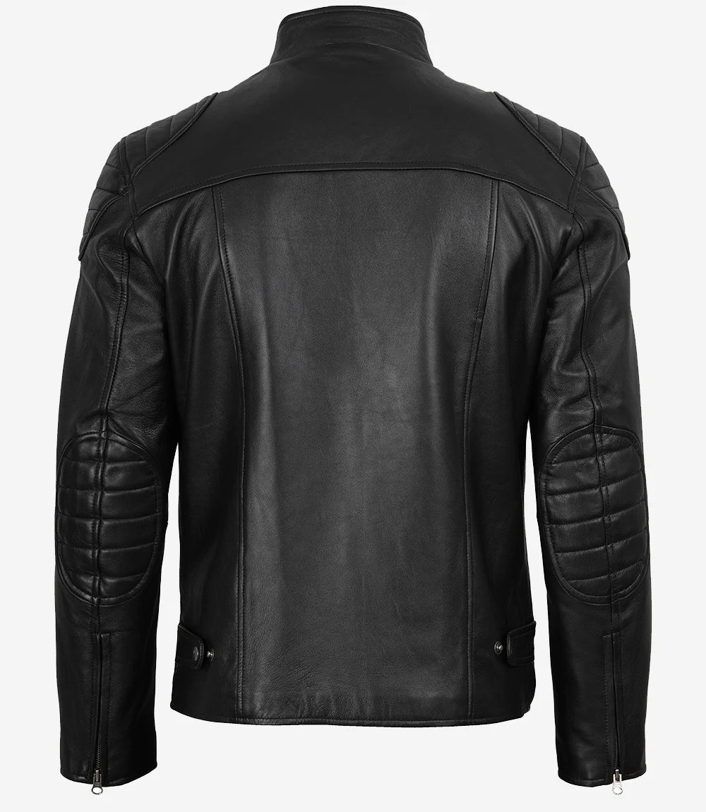 Mens Black Leather Racer Jacket