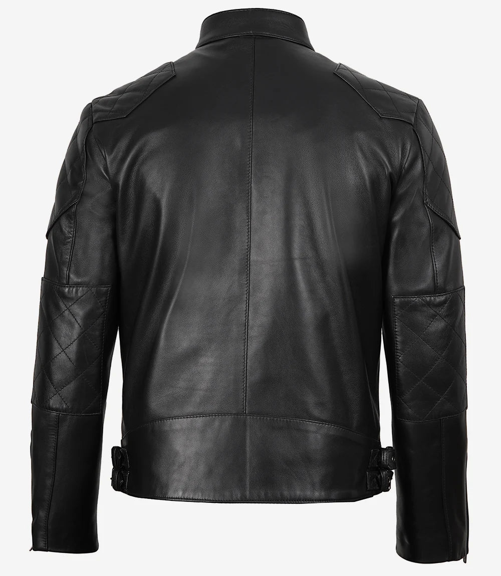 Men's Real Leather Black Biker Style Jacket