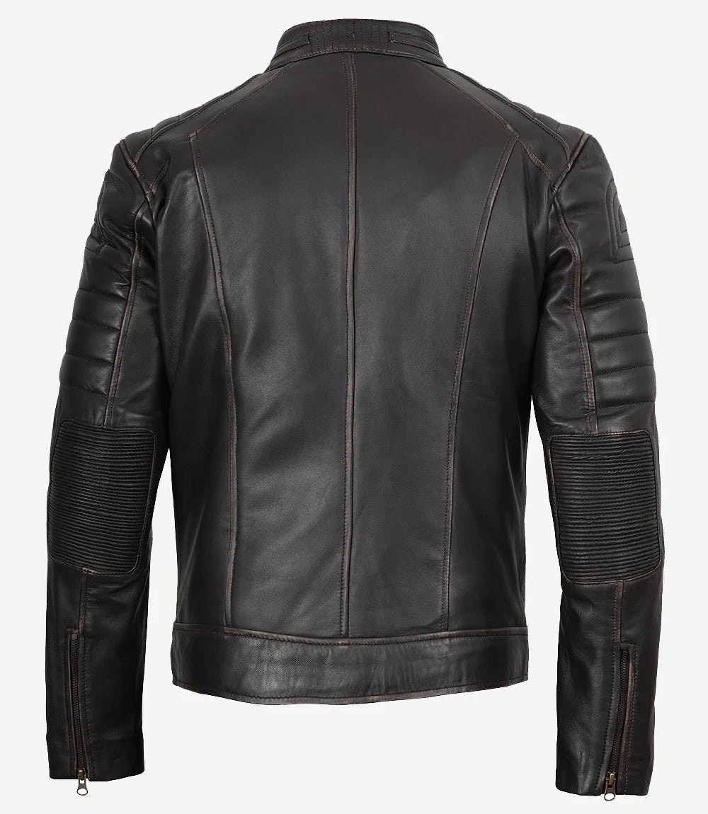 Men's Real Leather Distressed Brown Biker Style Jacket