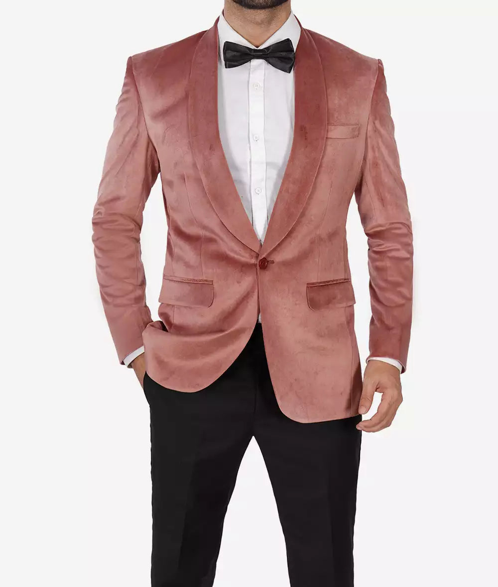 Mens Shawl Lapel Rose Pink Tuxedo Jacket