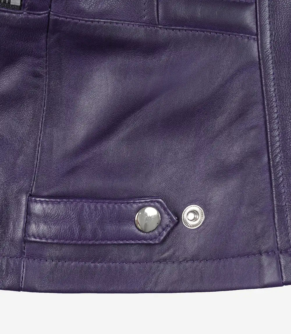 Womens Purple Moto Leather Jacket