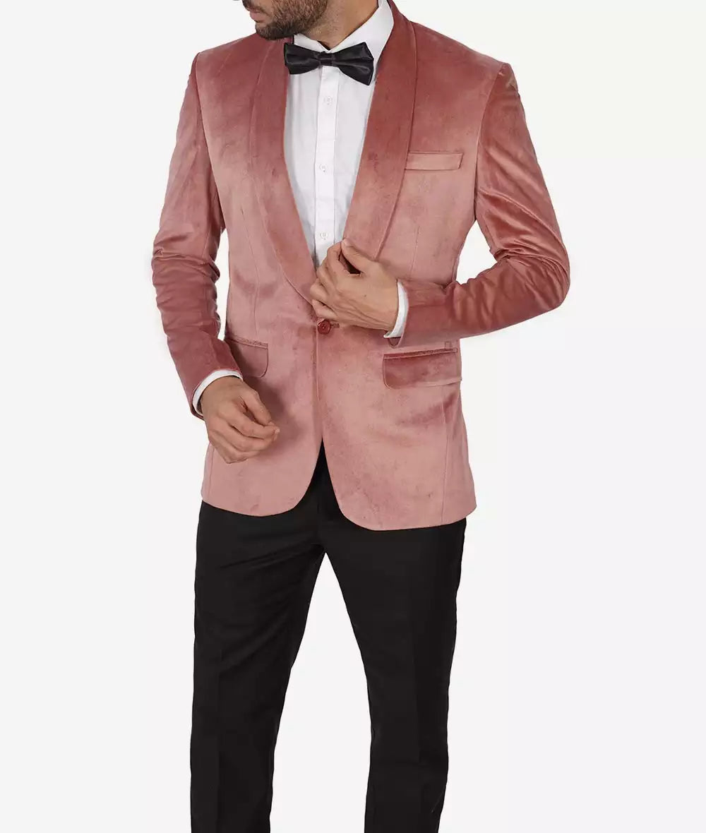 Mens Shawl Lapel Rose Pink Tuxedo Jacket