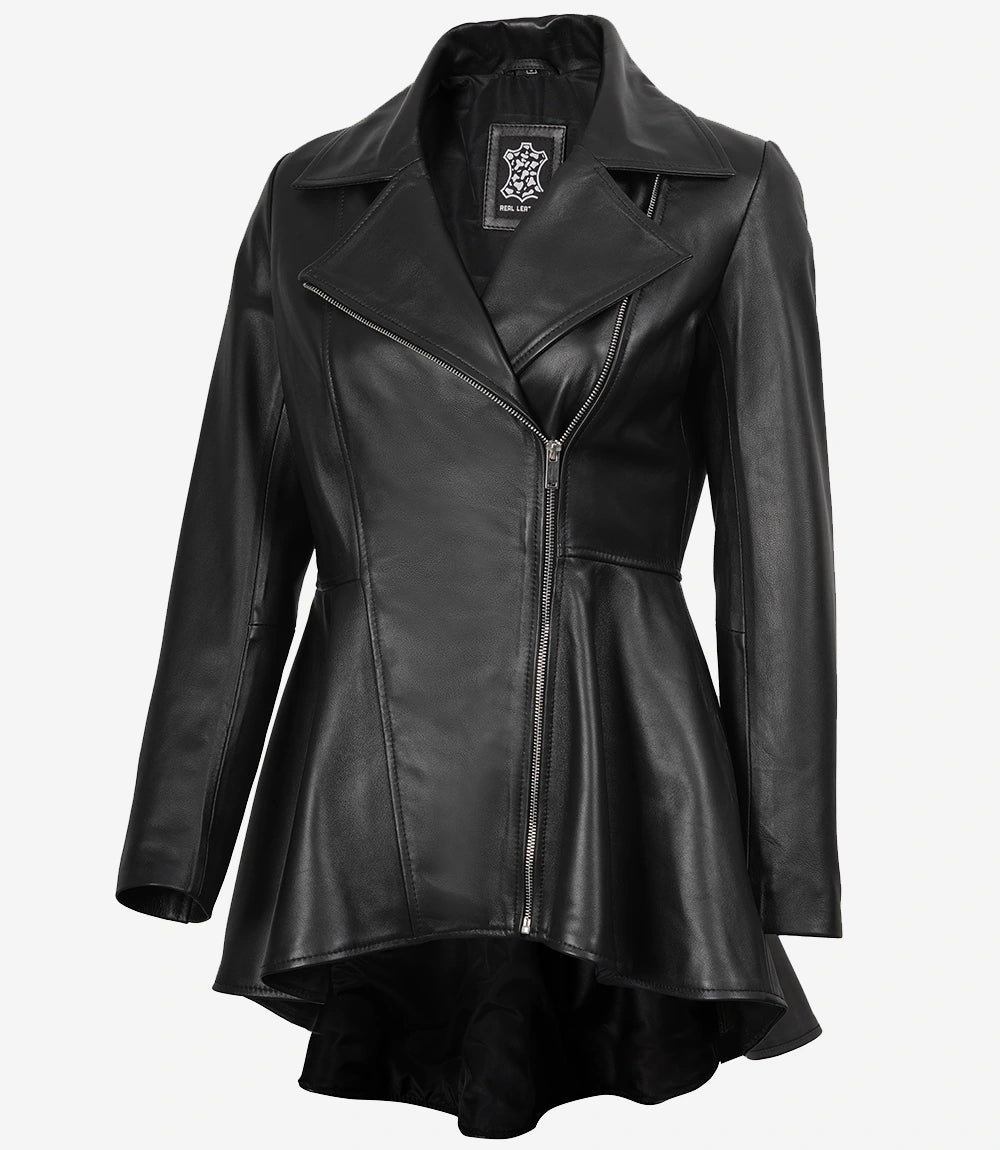 Womens Black Peplum Leather Jacket