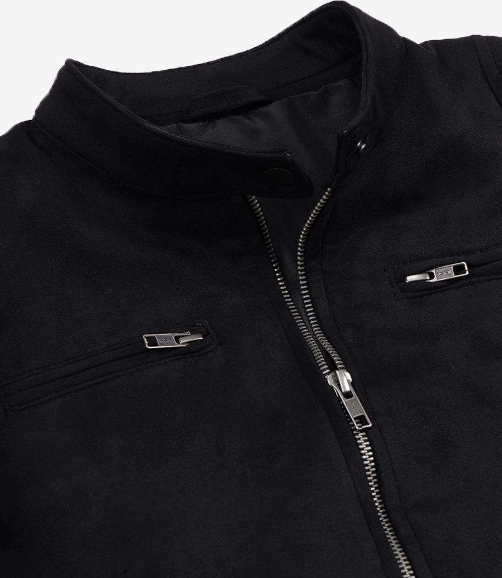 Women's Black Faux Suede Biker Style Jacket