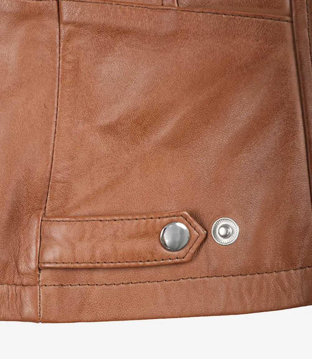 Rachel Womens Cognac Leather Jacket