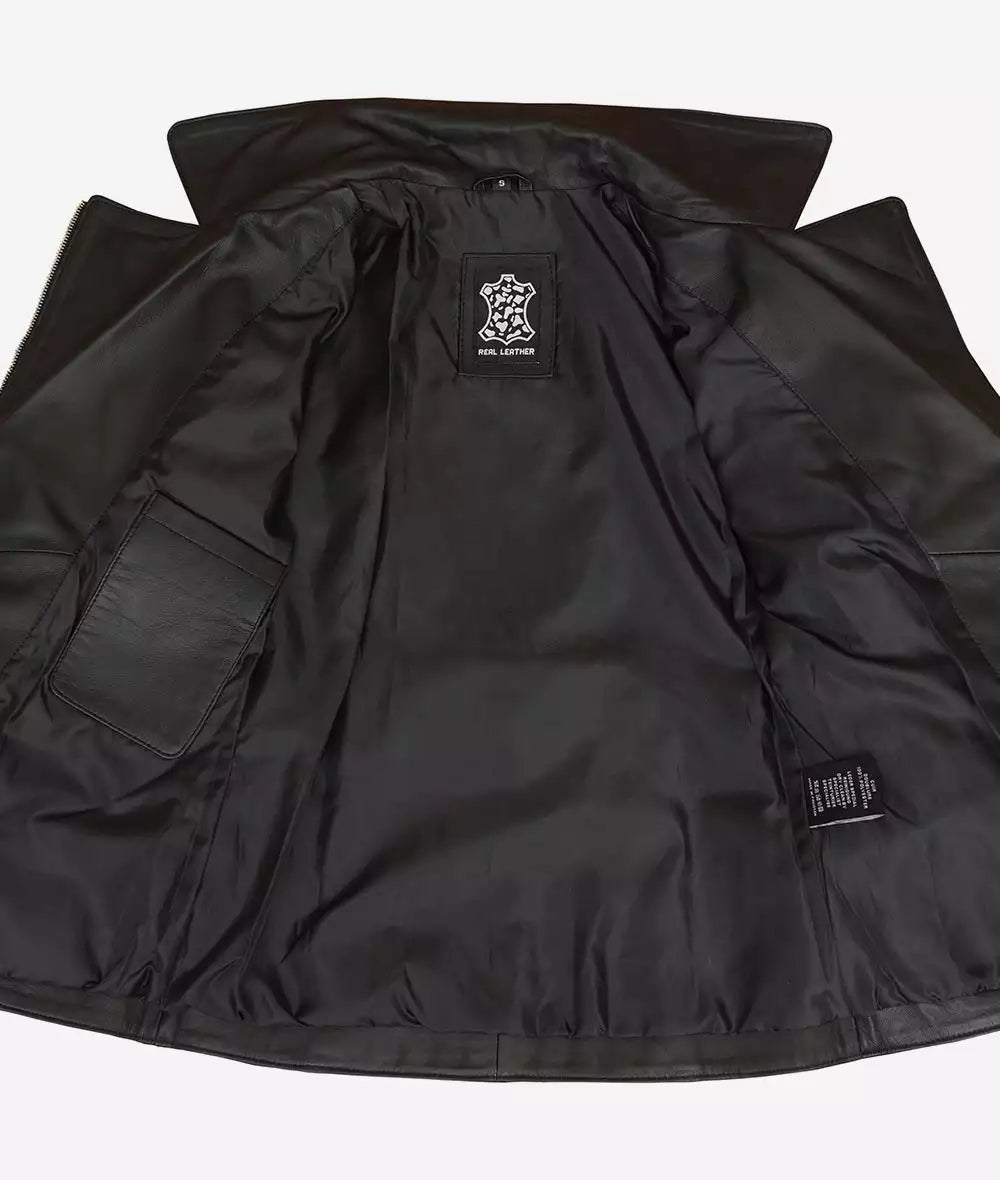 Womens Leather Black Biker Jacket