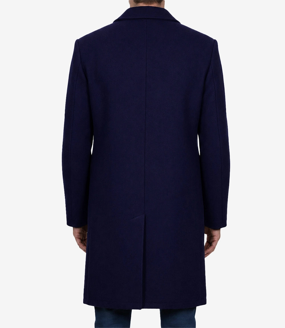 Men’s Single-Breasted Aron Blue Wool Coat – Modern Fit - Blue - view 2