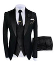 Men's Slim Fit Peak Lapel Black 3-Piece Tuxedo