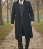 Shelby Men's 1920's Gangster Classic Black Coat - Wool Overcoat