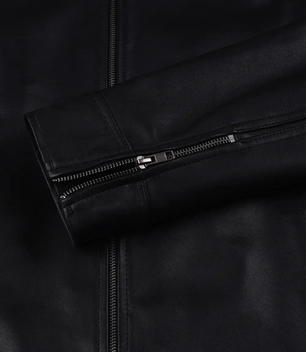 Mark Men's Black Leather Shirt Collar Jacket