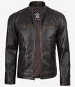 Men's Distressed Brown Biker Style Leather Jacket