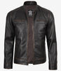 Men's Distressed Brown Biker Style Leather Jacket
