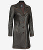 Women's Distressed Brown 3/4 Length Leather Coat