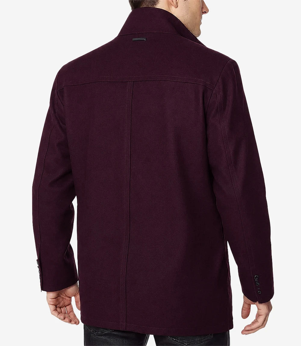 Rafferty Men’s Burgundy Wool Car Coat – Modern Fit - Burgundy - view 2