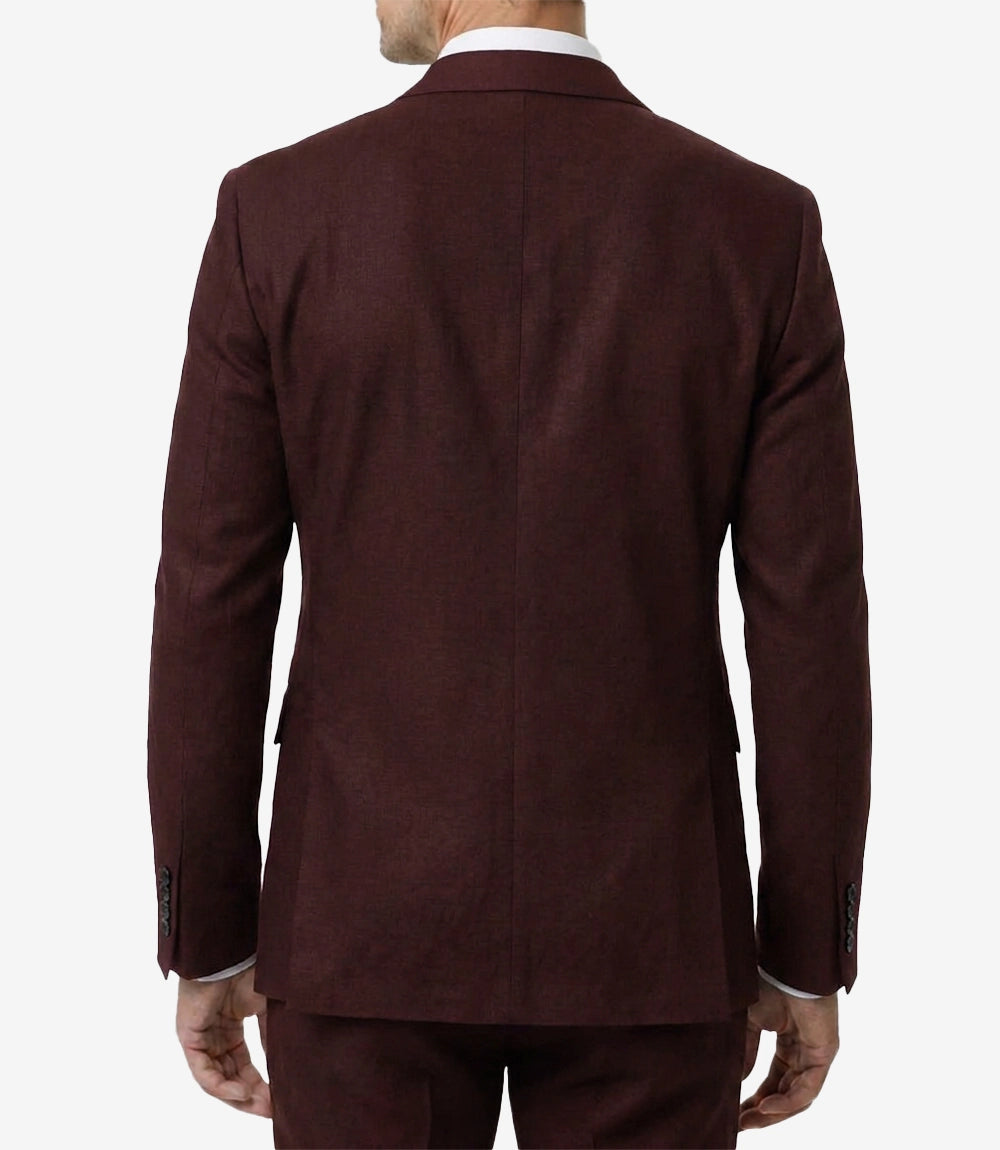 Men's Burgundy Double-Breasted 2 Piece Suit — Peak Lapel, Slim Fit