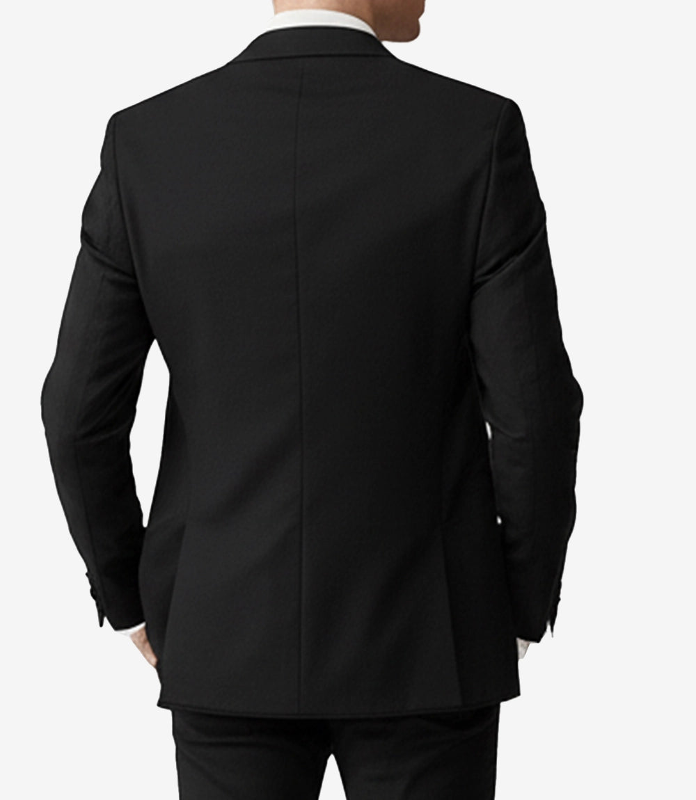 Men's Black Single-Button 3-Piece Suit — Notch Lapel