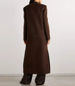 Womens Collarless Dark Brown Wool Trench Coat