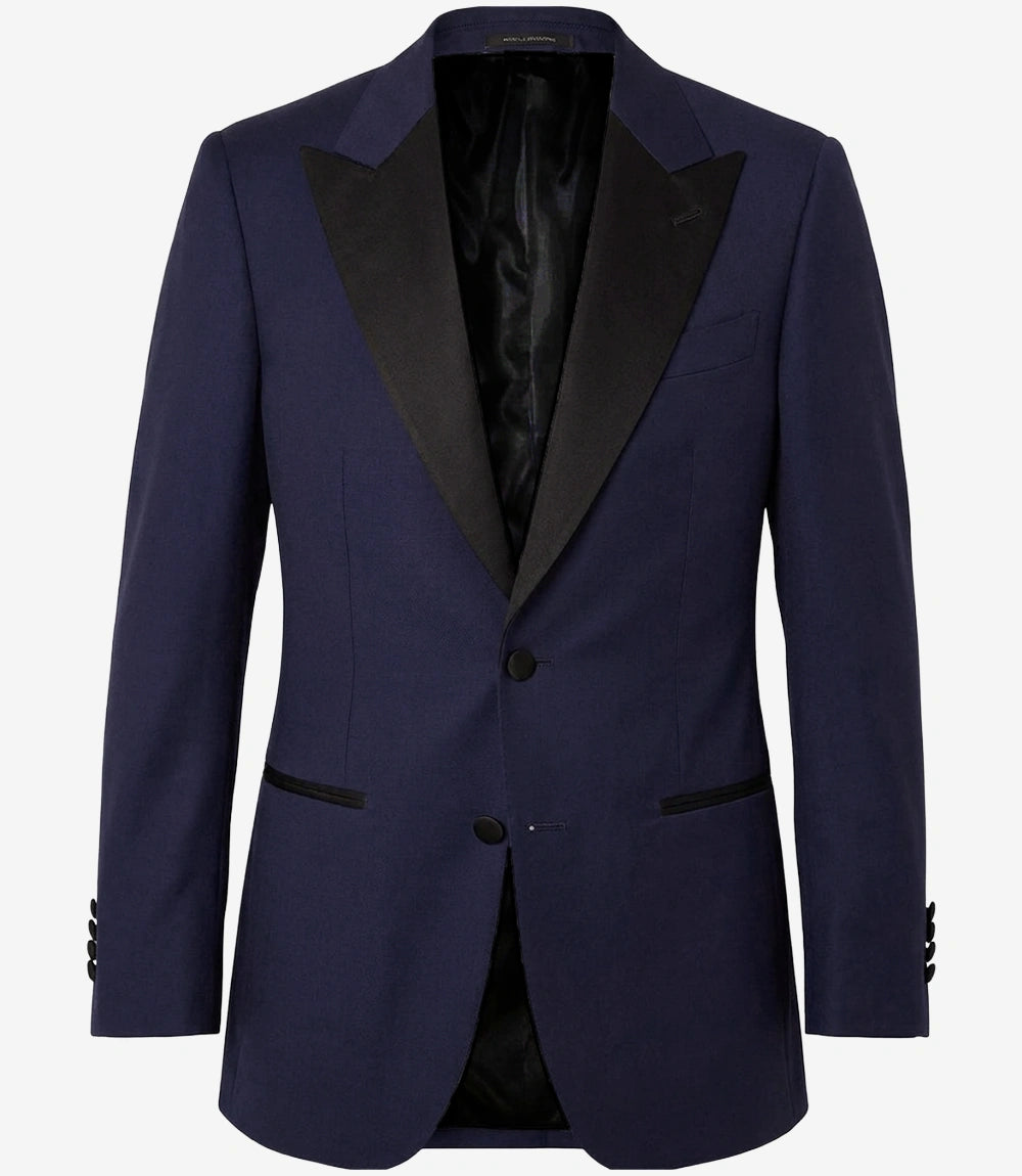 Men's Dark Blue Dinner Jacket with Black Peak Lapel