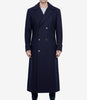 Men's Dark Blue Double-Breasted Wool Coat