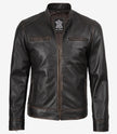 Men's Distressed Brown Biker Style Leather Jacket