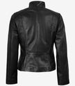 Arezoo Women's Black Real Leather Jacket with Asymmetrical Zip Closure