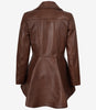 Womens Asymmetrical Cognac Peplum Leather Jacket