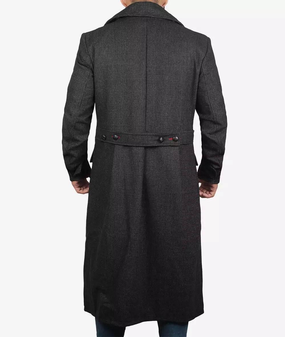 Double Breasted Grey Wool Coat Men