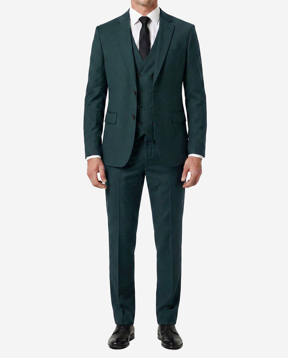 Men's Green Single-Breasted 3-Piece Suit —  Notch Lapel
