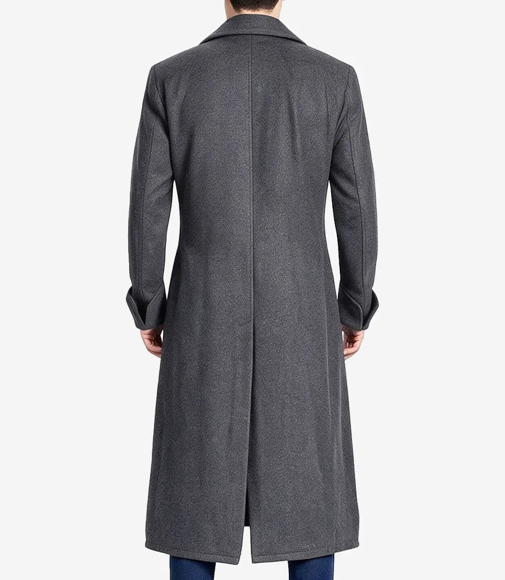 Men's Grey Double-Breasted Wool Coat - Grey - view 2