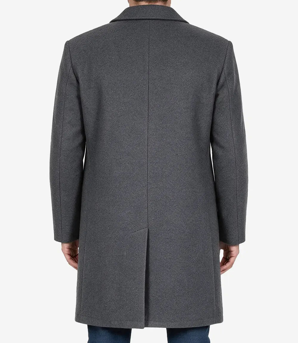 Men’s Single-Breasted Grey Wool Coat – Modern Fit - Grey - view 2