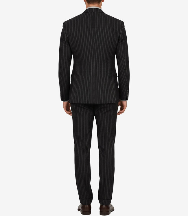Kirby Black Pinstripe Double Breasted Two Piece Suit for Men
