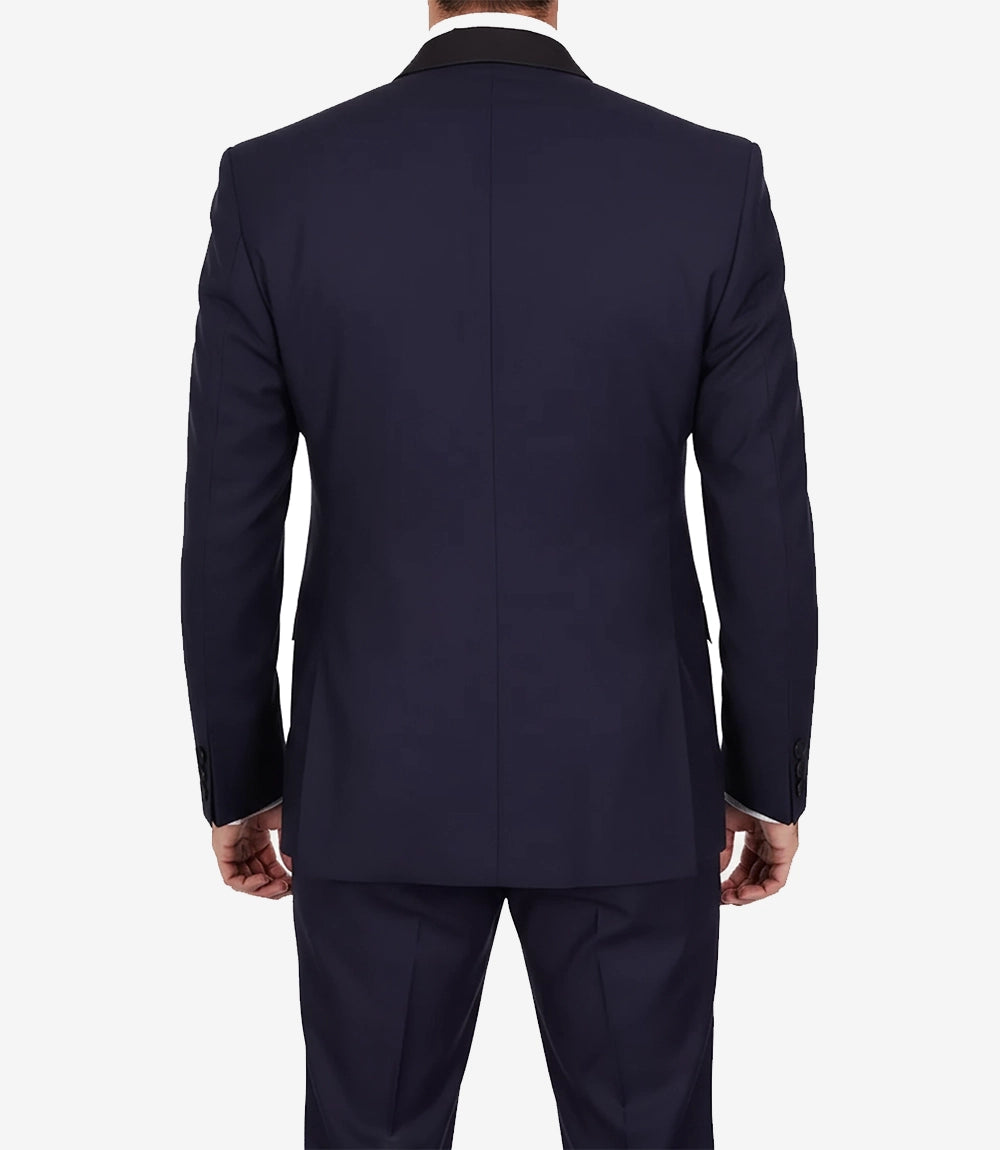 Men's Dark Blue Shawl Lapel Tuxedo – Modern Single-Button Prom Tux