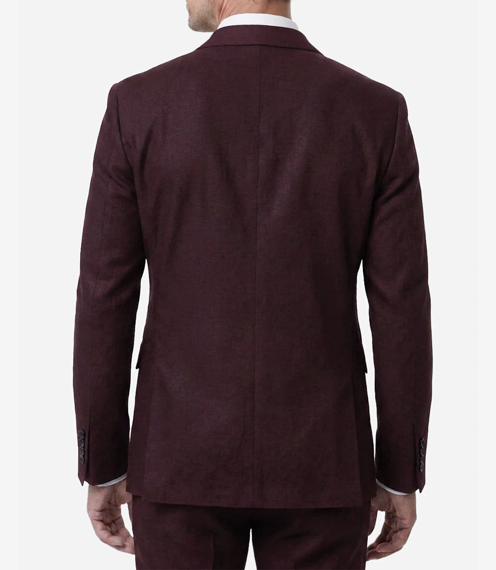 Men's Burgundy Double-Breasted 2 Piece Suit — Peak Lapel, Slim Fit