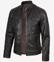 Men's Distressed Brown Biker Style Leather Jacket