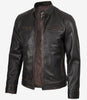 Men's Distressed Brown Biker Style Leather Jacket