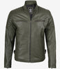 Mens Olive Green Biker Style Leather Jacket