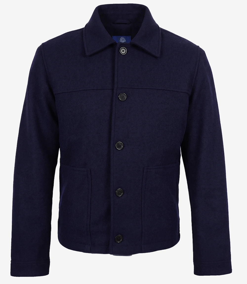 Kevin's Men's Paul Blue Wool Button up Jacket