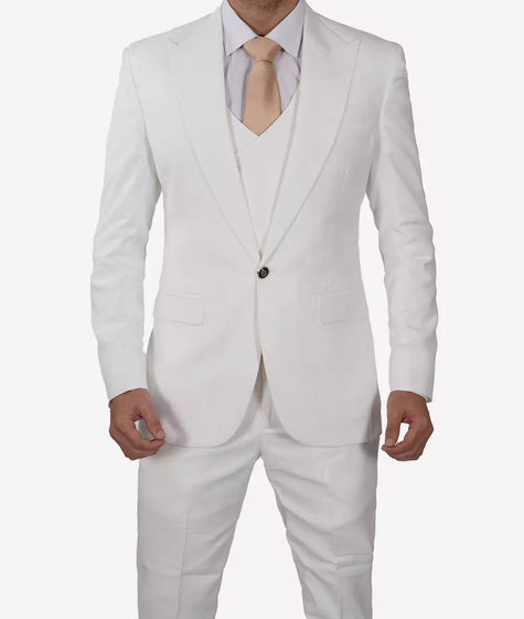 Vintage White Three Piece Suit Mens