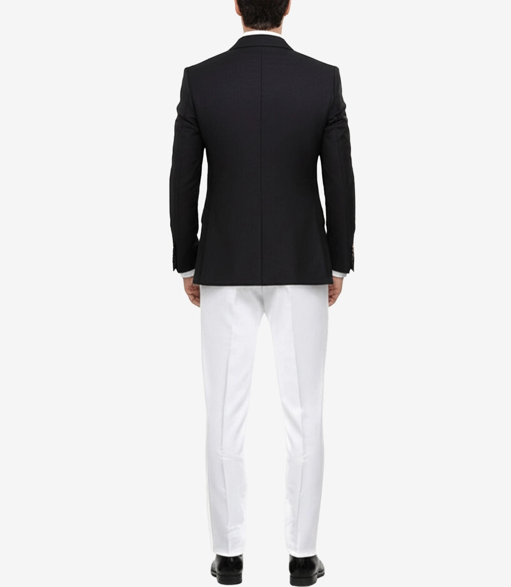 Mens 3 Piece Black and White Tuxedo - Slim Fit Wedding Tuxedo