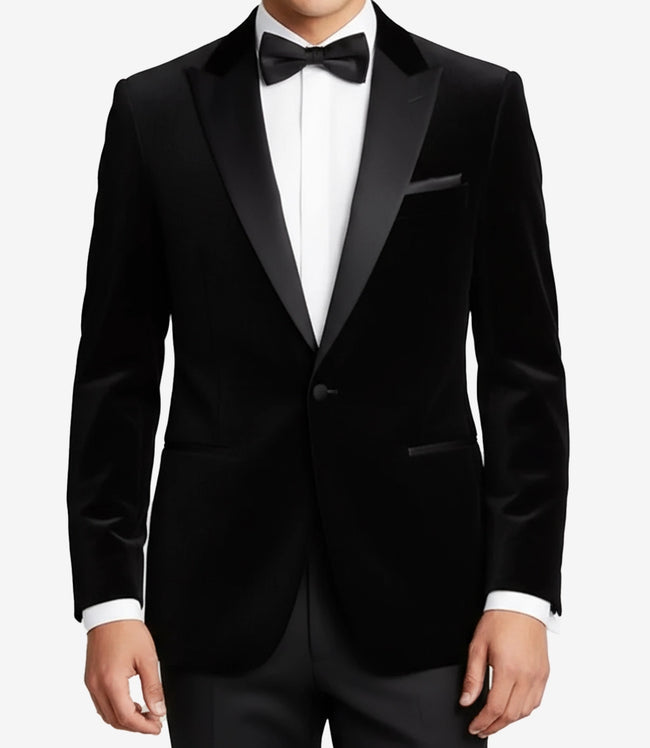 Men's Premium Black Velvet Tuxedo with Peak Lapel