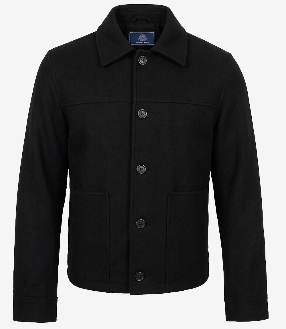 Kevin's Men's Black Wool Button up Jacket - Black - view 4