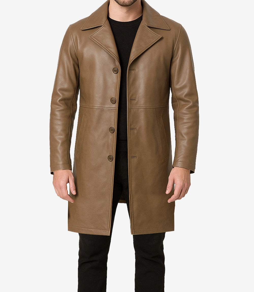 Mens Real Lambskin Leather Brown Coat